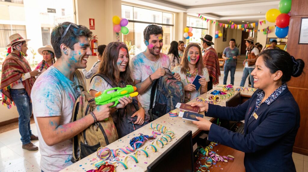 Hotel recibiendo a turistas en carnavales